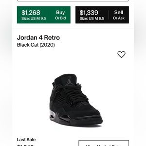 Jordan 4 Blackcat (2020) size 9.5mens